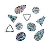 AHANDMAKER 10 cabujones de concha de abulón, 5 estilos de cabujones de concha de paua natural, piedras preciosas sueltas para pulseras, collares, aretes, joyería, manualidades