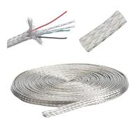 AHANDMAKER 10m trenzado de cobre estañado alambre blindaje manguito flexible cobre tierra correas interferencia alambre envoltura trenzado plano para la protección del cable