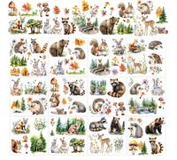 AHANDMAKER 12 hojas de animales del bosque calcomanías para manualidades de conejo y zorro rasca pegatinas de transferencia de mapache ardilla frotar en pegatinas para vidrio madera papel muebles DIY