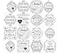AHANDMAKER 12 hojas de imágenes para rascar con palabras vintage para manualidades, pegatinas de transferencia para rascar con borde de damasco en estilo vintage, letras vintage para rascar para pegar