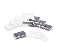 AHANDMAKER 16 cajas de exhibición de piedras preciosas de 2 colores, caja de almacenamiento pequeña de plástico con tapas superiores transparentes, cajas de regalo transparentes con esponjas para