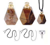 AHANDMAKER 2 collares de cristal para cenizas, ojo de tigre y ágata india, urna de recuerdo, colgante pequeño para botella de perfume con embudos y cordón, colgante conmemorativo para mascotas o