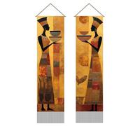 AHANDMAKER 2 piezas de tapiz de mujer tribal africana, tapiz de mujer india vertical para la pared, tapiz bohemio con borlas para la habitación, dormitorio, decoración del hogar 1,16x0,33m