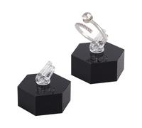 AHANDMAKER 2 soportes de acrílico negro para anillos, bloques hexagonales con anillo de clip, soporte de exhibición de anillos, organizador de almacenamiento de joyas, soporte elevador para anillos de