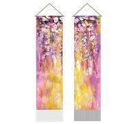 AHANDMAKER 2 tapices de flores de acuarela, delicado tapiz de arte botánico para colgar en dormitorio, sala de estar, decoración del hogar (45.7 x 13 pulgadas)