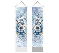 AHANDMAKER 2 tapices de flores de jardín azules vintage, diseño floral nostálgico, tapiz de borla para colgar en dormitorio, sala de estar, atractivo vintage (45.7 x 13 pulgadas)