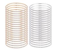 AHANDMAKER 20 pulseras de tenis con diamantes de imitación de 2 colores, plateadas, circonitas cúbicas, apilables, elásticas, para mujer, boda, fiesta de cumpleaños, regalo de joyería