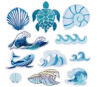 AHANDMAKER 22 parches bordados de 11 estilos con temática oceánica, forma de concha de ballena ondulada, tortuga marina, coser en apliques de tela, ocultar daños, decoración para reparación, ropa