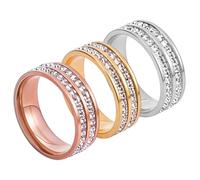 AHANDMAKER 3 anillos de corbata para hombre con diamantes de imitación dorado/plateado/oro rosa, accesorios para boda, negocios, elegante, regalo de joyería, 20,6 mm