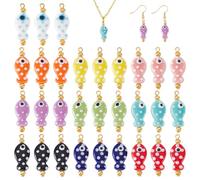 AHANDMAKER 30 dijes de cerámica de peces, coloridos hechos a mano, pintura de cerámica, porcelana, animales, Hawaii, verano, colgantes sueltos para manualidades, pulseras, aretes, collares