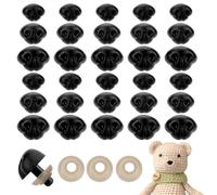 AHANDMAKER 30 narices de seguridad para amigurumi, narices de seguridad de plástico para animales con arandelas, 15 mm, 18 mm, 21 mm, nariz de muñeco para crochet de animales, juguete de peluche
