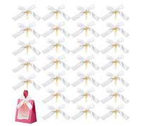 AHANDMAKER 30 piezas de acrílico de cruz dorada con lazo blanco para adornos de Navidad, etiquetas de regalo de 3.3 x 3.5 pulgadas para bodas, fiestas de cumpleaños, Acción de Gracias