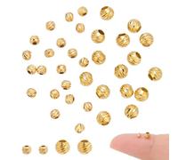 AHANDMAKER 35 cuentas espaciadoras de plata de ley 925, cuentas espaciadoras redondas de textura de 2 mm/3 mm, patrón infinito, cuentas sueltas doradas para joyas, aretes, pulseras, collares