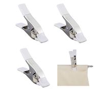 AHANDMAKER 4 abrazaderas de resorte resistentes para ropa, pinzas de metal blanco para mantel al aire libre para soporte de telón de fondo de tela, proyectos de carpintería, boda, cumpleaños, Navidad