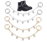 AHANDMAKER 4 cadenas decorativas para bolsos de 22,5 cm, latón, estrás, enlace, extensor, cadenas con corazón, transparente, anillos de puerta de resorte, cadena de joyería