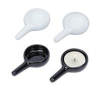 AHANDMAKER 4 cucharas de repuesto para velas pequeñas, 2 calentadores de cera de tealight plana redonda de cerámica para quemador de aceite esencial calentador de fragancia de tealight difusor