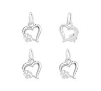 AHANDMAKER 4 dijes de corazón de plata de ley 925, colgantes de flores huecas en forma de corazón con anillos de salto, dijes colgantes de amor para hacer joyas, collares, pulseras, aretes
