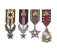 AHANDMAKER 4 piezas disfraz medalla de insignia militar, 4 medallas estilo broche militar héroe combate medallas broche escudo águila y estrella insignia militar para abrigo, chaqueta, traje uniforme