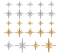 AHANDMAKER 40 parches bordados en forma de estrella dorada y plateada para coser en apliques bordados de encaje para jeans, ropa, apliques de costura decorados, accesorios de bricolaje