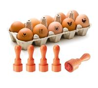 AHANDMAKER 5 estilos de sello de huevo fresco, mini sellos de corazón de dibujos animados de gallina y amor, sello de huevo de madera, sellos decorativos para gallinas y propietarios de huevos