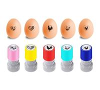 AHANDMAKER 5 estilos de sellos de goma de plástico, diseño de pollo con motivos de amor, sellos de dibujo de huevos, ideales para pintar huevos y manualidades, decoración de granja
