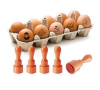 AHANDMAKER 5 estilos de sellos de huevo con patrón de pollito recién arrancado, mini sello de huevo de madera, sellos de dibujo de huevos de diseños únicos para propietarios y propietarios de huevos