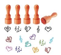 AHANDMAKER 5 Estilos Nota Música Corazón Mini Madera Goma Sello Redondo Diskant Llave Amor Corazón Decorativo Sello para DIY Fabricación Álbum de Manualidades Tarjeta Estampado Cerámica Arcilla