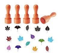 AHANDMAKER 5 Estilos Otoño Hoja Madera Goma Sello Naturaleza Otoño Cosecha Redondo Decorativo Mini Sello para DIY Manualidades Scrapbooking Tarjeta Estampación Cerámica Arcilla Artesanía
