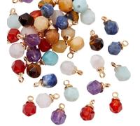 AHANDMAKER 50 colgantes de piedra natural, cuentas redondas facetadas con pasadores de latón para manualidades, pulseras, collares, joyas, uso personal, regalo, accesorio de yoga
