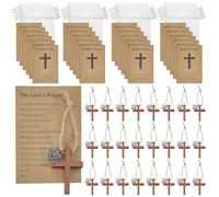 AHANDMAKER 50 piezas bolsa Cruz tarjetas regalos cristianos bolsa de madera al por mayor Cruz regalo tarjetas inspiradoras 9x6cm para Navidad Pascua Iglesia Orar Bautizo Decoración