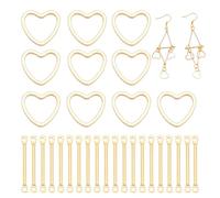 AHANDMAKER 50 piezas de 2 estilos genuinos chapados en oro de 14 quilates anillos de conexión de latón corazón colgante 2 agujeros barra barra izquierda abiertos engarces para la fabricación de joyas