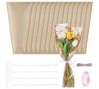 AHANDMAKER 50 Uds sola flor regalo bolsas de embalaje de flores con cintas cordón y anillo de hierro titular de la tarjeta ramo mangas para floristería boda