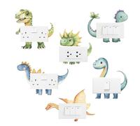 AHANDMAKER 6 calcomanías divertidas para interruptor de luz de dibujos animados de dinosaurio, calcomanías de pared interesantes para interruptor de luz, tomacorrientes, enchufes, repisas, vehículos y
