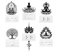 AHANDMAKER 6 calcomanías para placa de interruptor de luz, diseño espiritual consciente, calcomanías de interruptor de flores de loto para interruptor de luz, tomas de pared, dormitorio, sala de estar