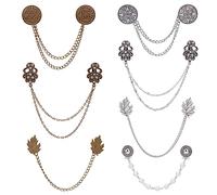 AHANDMAKER 7 unids Vintage Pull Chal Clips para Mujeres, Pernos de Cadena de Collar de Aleación Cierre de Capa Clip de Cárdigan Retro Cadena de Corbata para Decoraciones de Trajes y Camisas