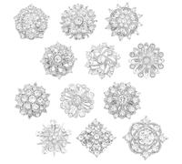 AHANDMAKER Broches de diamantes de imitación, broche de flores brillantes para solapa, adornos de manualidades, ramo de boda o regalo, Acero aleado