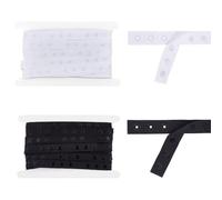 AHANDMAKER Cinta de costura de 10 yardas, cinta de cierre a presión de 2 colores, broche de costura de tela suave, poliéster, cabeza plana, negro/blanco