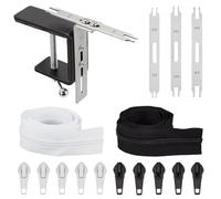 AHANDMAKER Deslizadores de plantilla de cremallera, kit de herramientas de instalación de cremallera, incluye herramienta de plantilla de cremallera, deslizadores de cremallera, cremalleras de bobina