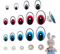 AHANDMAKER Juego de 72 ojos ovalados de seguridad, ojos de ganchillo de 3 colores con arandelas, ojos de muñeca kawaii para animales de peluche, amigurumis, osos de ganchillo