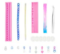AHANDMAKER Juego de Moldes de Silicona para Fondant de 2 pieza, Molde para Hornear con Forma de Cadena con Cremallera, Moldes Redondos de Perlas Y Burbujas para Pastel de Bricolaje