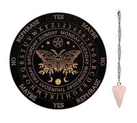 AHANDMAKER Juego de tablas de péndulo,tabla de adivinación de radiestesia tabla de mensajes metafísicos con collar de péndulo de cristal para suministros de altar de brujería,DIY-GA0004-30G-EU20