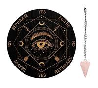 AHANDMAKER Juego de tablero de péndulo, vara de adivinación, pizarra metafísica con cadena colgante de cristal para brujería Wiccan altar Supplies Kit, ojo y cazadora,DIY-GA0004-30A-EU20