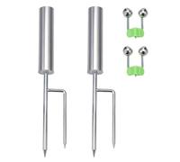 AHANDMAKER Paquete de 2 soportes para caña de pescar de aleación de tierra, soporte de suelo con campanas de alarma, soporte de caña de pescar de surf de bagre para banco, surf, playa, soporte de