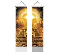 AHANDMAKER Paquete de 2 tapices de pirámide del antiguo Egipto, tapiz largo vertical de la civilización antigua, cortina de puerta de mitología para colgar en la pared, dormitorio, sala de estar, 13 x