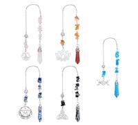 AHANDMAKER Péndulo de punta de cristal de 5 estilos, péndulo de piedras preciosas naturales, péndulo de alma de cristal Reiki para adivinación, equilibrio, meditación, radiestesia, fabricación de