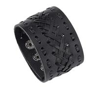 AHANDMAKER Pulseras de cuero punk, pulsera vintage con puño ancho, pulseras trenzadas punk, pulseras de cuero de roca, regalo ideal para hermano, amigo, hombres y mujeres