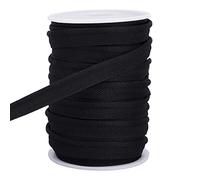 AHANDMAKER Ribete de 20 yardas con cordón de soldadura, cinta al bies negra para cinchas, ropa, costura, tapicería, 0.4 pulgadas