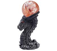 AHANDMAKER Soporte de bola de cristal con cabeza de dragón, soporte de exhibición de esfera china de Feng Shui para bolas de cristal de 60 a 80 mm, base de escultura de resina negra vintage para bola