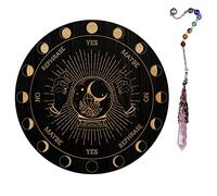 AHANDMAKER Tablero de péndulo de bruja de 20 cm, Planchette de madera para radiestesia con péndulos de radiestesia de cristal de cuarzo rosa Herramientas - Bola de cristal de adivinación