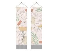 AHANDMAKER Tapices abstractos bohemios para mujer, 2 piezas, tapiz de pared con borla de línea simple elegante, tapiz para colgar en la pared, decoración del hogar, 43 x 50 cm